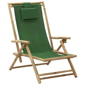 Reclining bamboo and green fabric relaxation chair by vidaXL, Garden chairs - Ref: Foro24-313027, Price: 54,49 €, Discount: %