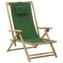 Reclining bamboo and green fabric relaxation chair by vidaXL, Garden chairs - Ref: Foro24-313027, Price: 54,52 €, Discount: %