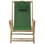 Liegender Relaxsessel aus Bambus und grünem Stoff von vidaXL, Gartenstühle - Ref: Foro24-313027, Preis: 53,99 €, Rabatt: %