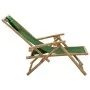 Reclining bamboo and green fabric relaxation chair by vidaXL, Garden chairs - Ref: Foro24-313027, Price: 54,52 €, Discount: %