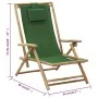 Reclining bamboo and green fabric relaxation chair by vidaXL, Garden chairs - Ref: Foro24-313027, Price: 54,52 €, Discount: %