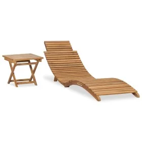 Tumbona plegable con mesa de madera maciza de teca de vidaXL, Tumbonas - Ref: Foro24-310666, Precio: 149,77 €, Descuento: %