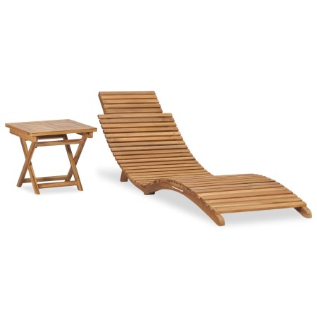 Folding sun lounger with solid teak wood table by vidaXL, Loungers - Ref: Foro24-310666, Price: 151,10 €, Discount: %