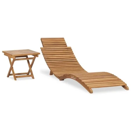Folding sun lounger with solid teak wood table by vidaXL, Loungers - Ref: Foro24-310666, Price: 149,45 €, Discount: %