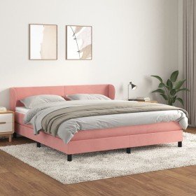 Cama box spring con colchón terciopelo rosa 180x200 cm Cama box spring con colchón terciopelo rosa 180x200 cm