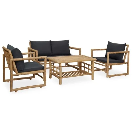 Juego de muebles de jardín con cojines 4 piezas bambú de vidaXL, Conjuntos de jardín - Ref: Foro24-315601, Precio: 442,38 €, ...