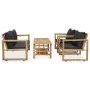Juego de muebles de jardín con cojines 4 piezas bambú de vidaXL, Conjuntos de jardín - Ref: Foro24-315601, Precio: 442,38 €, ...