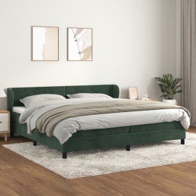 Cama box spring con colchón terciopelo verde oscuro 200x200 cm Cama box spring con colchón terciopelo verde oscuro 200x200 cm