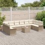 Conjunto de sofá de jardín con cojín 11 pcs Beige Poliratán