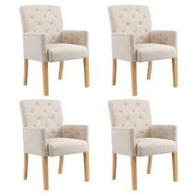 Dining chairs with armrests 4 units of beige fabric by vidaXL, dining chairs - Ref: Foro24-3058295, Price: 918,89 €, Discount: %