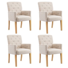 Sillas de comedor con reposabrazos 4 unidades de tela beige de vidaXL, Sillas de comedor - Ref: Foro24-3058295, Precio: 894,7...