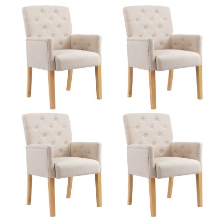Dining chairs with armrests 4 units of beige fabric by vidaXL, dining chairs - Ref: Foro24-3058295, Price: 894,77 €, Discount: %
