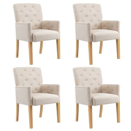 Dining chairs with armrests 4 units of beige fabric by vidaXL, dining chairs - Ref: Foro24-3058295, Price: 918,89 €, Discount: %
