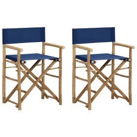 Klappbare Regiestühle 2 Stück aus Bambus und Stoff blau von vidaXL, Gartenstühle - Ref: Foro24-313030, Preis: 67,84 €, Rabatt: %