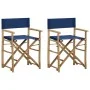 Sillas de director plegables 2 piezas bambú y tela azul de vidaXL, Sillas de jardín - Ref: Foro24-313030, Precio: 67,64 €, De...