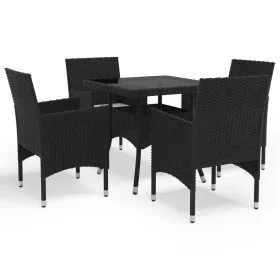 Gartenmöbel 5 Stück aus synthetischem Rattan und schwarzem Glas von vidaXL, Gartensets - Ref: Foro24-3058318, Preis: 363,70 €...