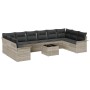 Conjunto de sofá de jardín 11 pcs Gris claro Poliratán