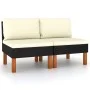 Sofás centrales 2 uds ratán sintético y madera de eucalipto von vidaXL, Modulare Sofas für den Außenbereich - Ref: Foro24-315...