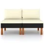 Sofás centrales 2 uds ratán sintético y madera de eucalipto von vidaXL, Modulare Sofas für den Außenbereich - Ref: Foro24-315...