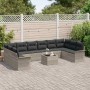 Conjunto de sofá de jardín 11 pcs Gris claro Poliratán