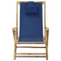 Liegender Relaxsessel aus Bambus und marineblauem Stoff von vidaXL, Gartenstühle - Ref: Foro24-313025, Preis: 54,40 €, Rabatt: %