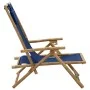 Silla de relax reclinable de bambú y tela azul marino de vidaXL, Sillas de jardín - Ref: Foro24-313025, Precio: 53,87 €, Desc...