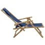 Silla de relax reclinable de bambú y tela azul marino de vidaXL, Sillas de jardín - Ref: Foro24-313025, Precio: 53,87 €, Desc...