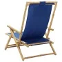 Liegender Relaxsessel aus Bambus und marineblauem Stoff von vidaXL, Gartenstühle - Ref: Foro24-313025, Preis: 54,40 €, Rabatt: %