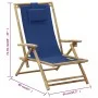 Silla de relax reclinable de bambú y tela azul marino de vidaXL, Sillas de jardín - Ref: Foro24-313025, Precio: 53,87 €, Desc...