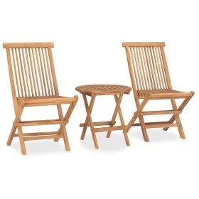 Folding 3-piece solid teak wood garden dining set by vidaXL, Garden sets - Ref: Foro24-315453, Price: 164,45 €, Discount: %