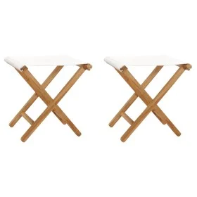 Folding chairs 2 pcs solid teak wood cream white fabric by vidaXL, Garden chairs - Ref: Foro24-310669, Price: 85,57 €, Discou...