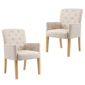 Dining chairs with armrests 2 units of beige fabric by vidaXL, dining chairs - Ref: Foro24-3058291, Price: 422,41 €, Discount: %