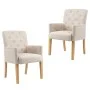 Sillas de comedor con reposabrazos 2 unidades de tela beige de vidaXL, Sillas de comedor - Ref: Foro24-3058291, Precio: 402,2...