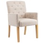 Dining chairs with armrests 2 units of beige fabric by vidaXL, dining chairs - Ref: Foro24-3058291, Price: 410,75 €, Discount: %