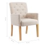 Dining chairs with armrests 2 units of beige fabric by vidaXL, dining chairs - Ref: Foro24-3058291, Price: 410,75 €, Discount: %