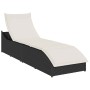 Tumbona plegable con cojín y espacio ratán sintético negro de , Tumbonas - Ref: Foro24-4104220, Precio: 230,52 €