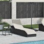 Tumbona plegable con cojín y espacio ratán sintético negro de , Tumbonas - Ref: Foro24-4104220, Precio: 230,52 €