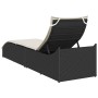 Tumbona plegable con cojín y espacio ratán sintético negro de , Tumbonas - Ref: Foro24-4104220, Precio: 230,52 €