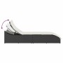 Tumbona plegable con cojín y espacio ratán sintético negro de , Tumbonas - Ref: Foro24-4104220, Precio: 230,52 €