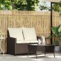 Sofá jardín de 2 plazas con cojín y mesa marrón ratán sintético de , Sofás de exterior - Ref: Foro24-4103846, Precio: 227,88 €