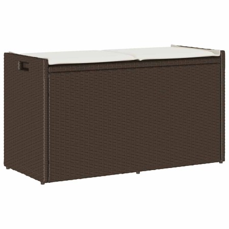 Banco de almacenaje con cojín marrón 100 cm ratán sintético von , Gartenbänke - Ref: Foro24-4104061, Preis: 137,19 €, Rabatt: %