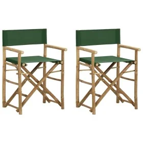 Klappbare Regiestühle 2 Stück aus Bambus und grünem Stoff von vidaXL, Gartenstühle - Ref: Foro24-313032, Preis: 90,86 €, Raba...