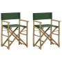 Folding director's chairs, 2 pieces, bamboo and green fabric by vidaXL, Garden chairs - Ref: Foro24-313032, Price: 90,86 €, D...