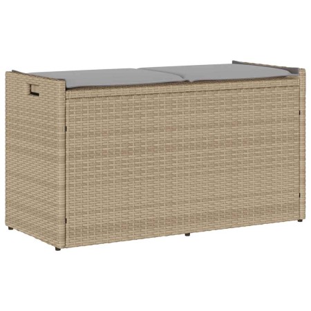 Banco de almacenaje con cojín beige 100 cm ratán sintético