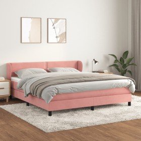 Cama box spring con colchón terciopelo rosa 160x200 cm Cama box spring con colchón terciopelo rosa 160x200 cm