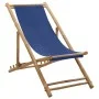 Bamboo and Navy Canvas Beach Chair by vidaXL, Garden chairs - Ref: Foro24-313019, Price: 55,26 €, Discount: %