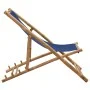 Bamboo and Navy Canvas Beach Chair by vidaXL, Garden chairs - Ref: Foro24-313019, Price: 55,26 €, Discount: %