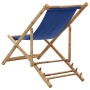 Bamboo and Navy Canvas Beach Chair by vidaXL, Garden chairs - Ref: Foro24-313019, Price: 55,84 €, Discount: %