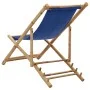 Bamboo and Navy Canvas Beach Chair by vidaXL, Garden chairs - Ref: Foro24-313019, Price: 55,26 €, Discount: %