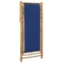 Bamboo and Navy Canvas Beach Chair by vidaXL, Garden chairs - Ref: Foro24-313019, Price: 55,26 €, Discount: %